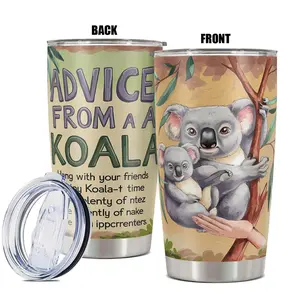 Koala Pattern  Tumbler with Lid, 1 Count 20oz Stainless Steel Insulated and Durable Water Bottle, Birthday Gift for Friend