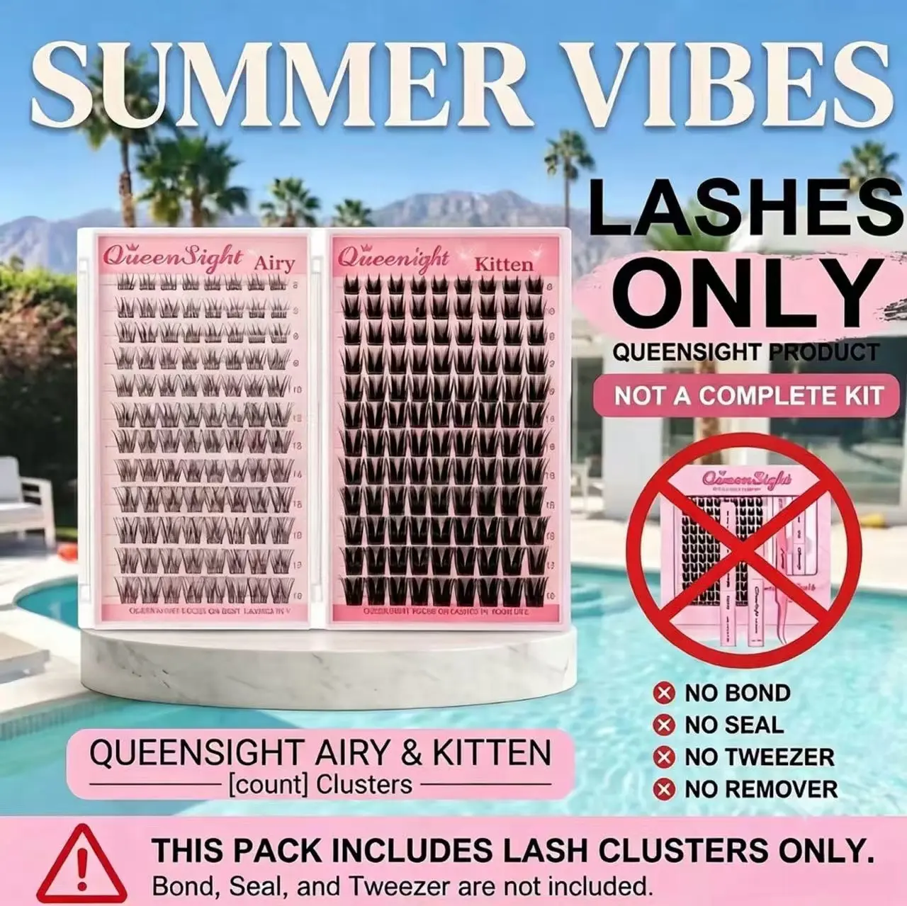 queensight Kitten&Airy Lash Clusters, Natural D-Curl False Eyelashes, Lightweight Wispy with Invisible Band, Beginner-Friendly for Easy Home Daily Makeup Application, Beauty & Personal Care False Lashes & Adhesives, Fluffy, Cosmetic