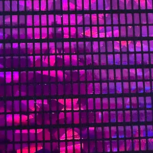Holographic Print Rectangular Foil Dressmaking Fabric, 1yd Cut, 2-Way Stretch Pro-Flex Spandex, Unique Mini Rectangular Hologram Foil Design, Glam for Cosplays, Dancewear & Versatile Fashion Accessory Use