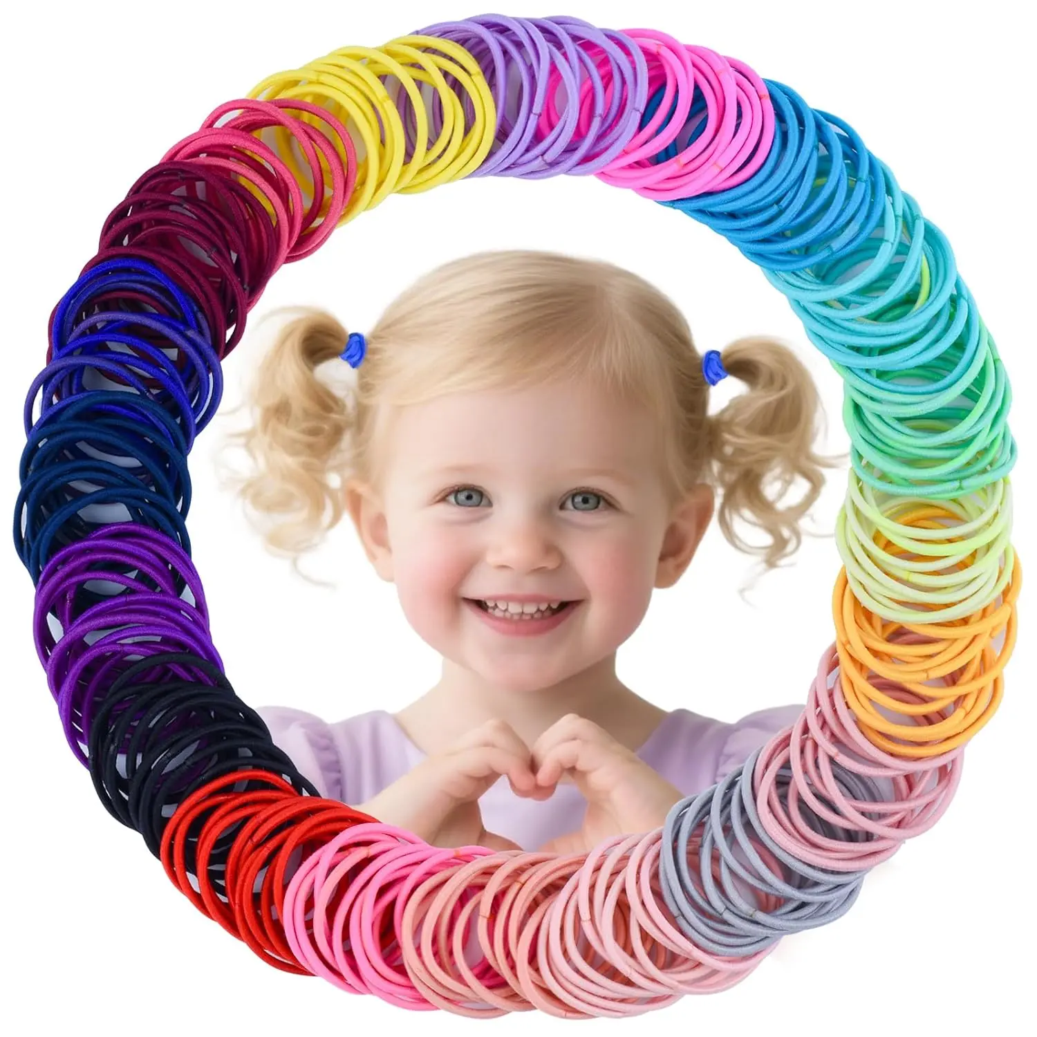 200Pcs Baby Hair Ties for Girls - Small 1" Elastic Toddler Hair Ties Ponytail Holders Hair Tie for Baby Girls Infants Kids Hair Accessories (Color A)