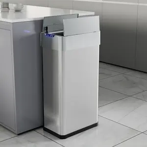 21.1 Gal Automatic Trash Can, 80L Stainless Steel Motion Sensor Garbage Bin, Touchless Brushed Wastebasket, W/Butterfly, Soft-Close Lid, for Living, Dinning Room, Kitchen (Silver)