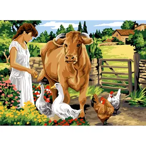 Needlepoint canvas for halfstitch without yarn In The Enclosure SE929.719 Seg De Paris Printed Tapestry Canvas