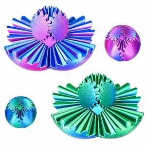 2PCS 3D Printed Gear Ball Fidget Toy – Spinning Gearball for Stress Relief & Anxiety, Portable Desk Toy for Office Focus, ADHD/Autism Sensory Tool, Rotating Magic Ball, Unique Christmas/Birthday Stocking Stuffer Gift for Adults & Kids