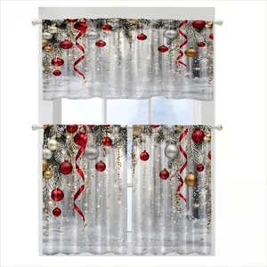 SoftHaven Home Made in USA 3 Piece 2D Flat Print Kitchen Curtain Set, Tropical Rainforest Palm Leaf & Floral Pattern, Rod Pocket Valance & Tier Design, Premium Polyester, Ideal Home Decor for Kitchen, Cafe & Living Room