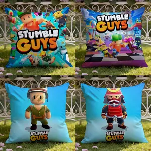 HOT Game Stumbles guys Cushion Cover Ultra-Soft Reversible Plush Pillow Cover Perfect for Car Rides Sofa Lounging Bedroom Relaxation Heartfelt Gift for Family & Friends