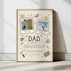 Editable Father's Day Gift, Customizable & Printable Photo Collage Father's Day Poster. - (Unframe)