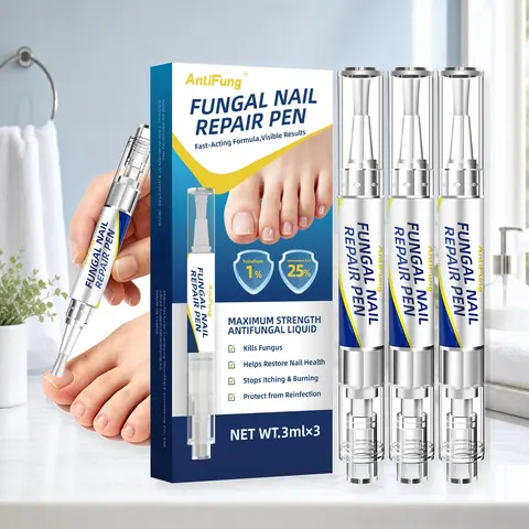 AntiFung Extra Strength Antifungal Nail Repair 3-Pens Set - 25% UDA Antifungal Solution, Mess-Free Precision Pen, Travel Size, Fungus-Killing Daily Treatment for Thick, Discolored, Damaged, Cracked, Brittle Toenails, Restores Health