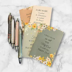 Bible Phrase Notebook & Pen Set with Floral Designs and Inspirational Quotes