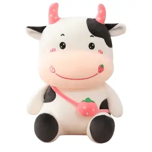Super Soft Cute Calf Backpack Cow Doll Pillow Claw Machine Fruit Cow Plush Toy