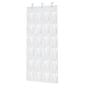 Over The Door Shoe Organizer - Space Saving Shoe Rack for Closet Door with 24 Pockets and Hook, Shoe Holder Back of Door Organizers for Shoes, Hanging Shoe Organizer