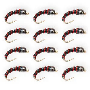 Floating Feather Supply Black Mirage Flash Zebra Midge Fly 12 Pack – Trout Midge Pattern Size 18-22