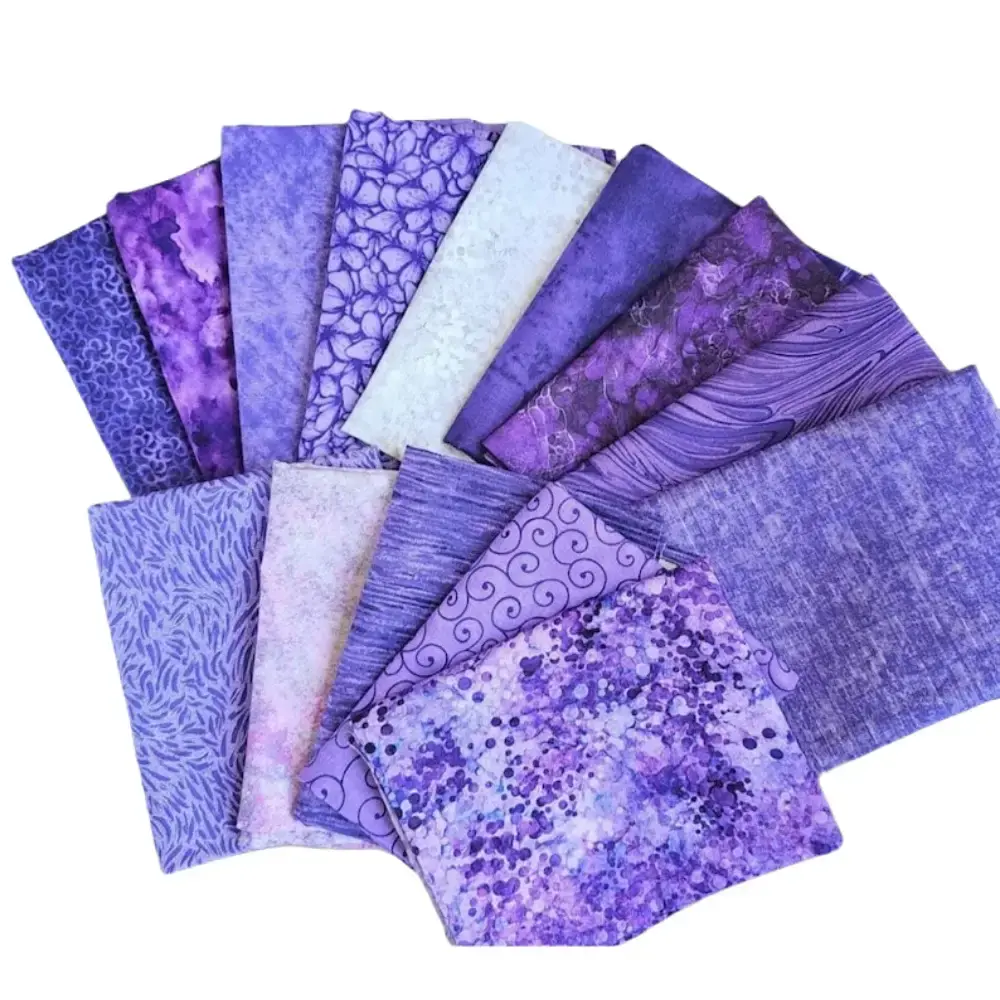 12pcs Glam Printed Cotton Quilting Fabric Fat Quarters (40*50cm/15.7*19.7in) - Polyester Woven Fabric, Hand Wash Only, for Patchwork Cutting, DIY Handmade Crafts