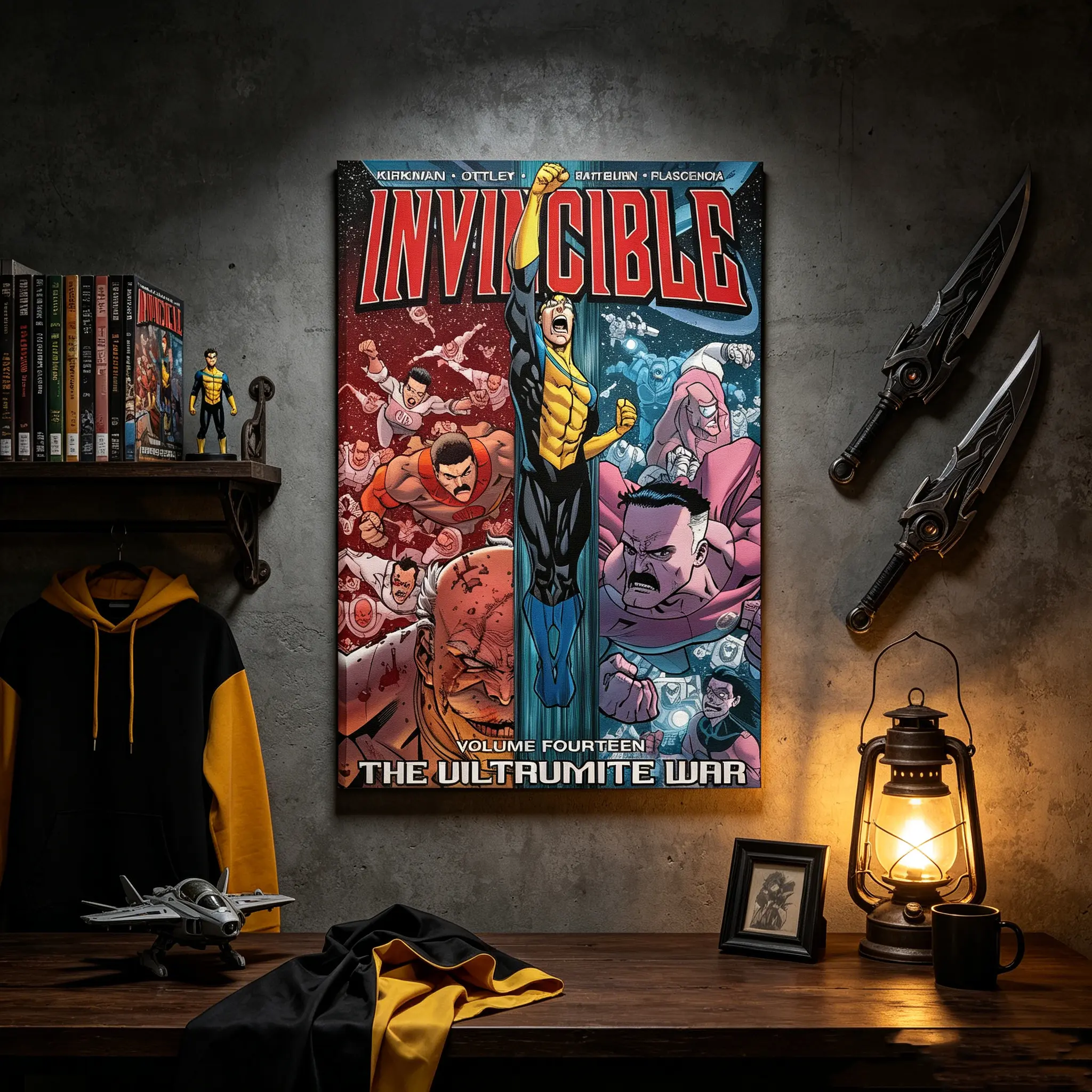 Invincible The Viltrumite War Canvas Poster, Mark Comic Wall Art, Superhero Print Decor for Men Bedroom Gym, Gift for Invincible Comic Fans