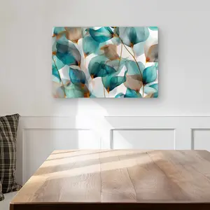 MWW C1MP12185ZHI5O 12 x 18 in. Teal & Brown Metal Print Wall Art - Stylish Home Decor Accent