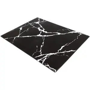 Glass  Board, 16 * 12 inch Set of 1 Tempered Glass  Board, Decorative Square Marble Chopping Board for Kitchen, Scratch, Heat, Shatter Resistant  Mat, Black and White
