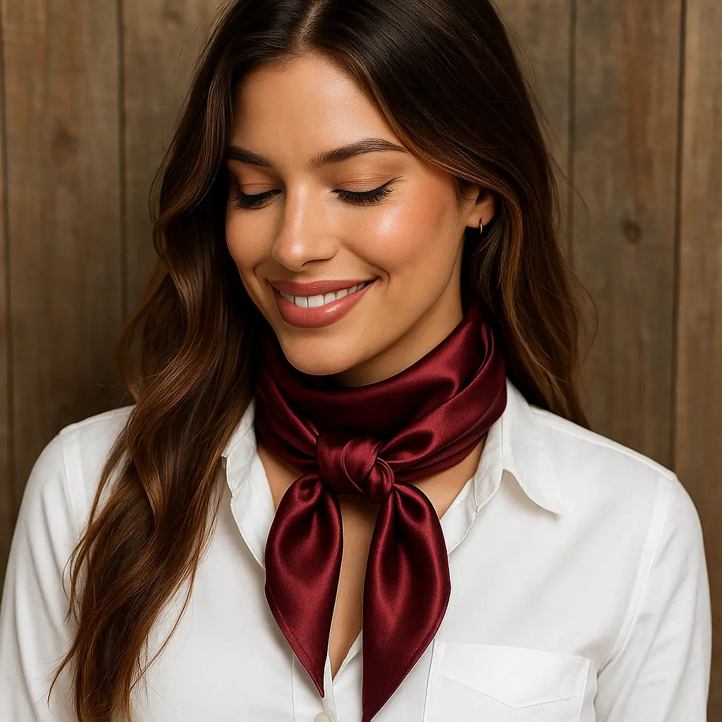35X35"  Solid Burgundy   Wild Rag - Western Scarf