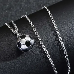 Minimalist Geometric Sports Necklace with Basketball, Football & Volleyball Pendants, Polished Metal Jewelry for Enthusiasts, Geometric Necklaces