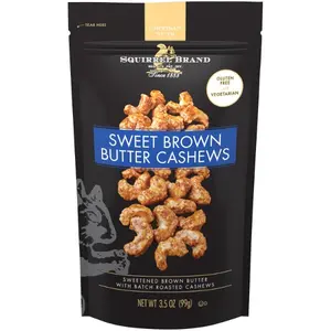 Sweet Brown Butter Cashews, 3.5 Ounces Resealable Bag, Gluten Free, Vegetarian