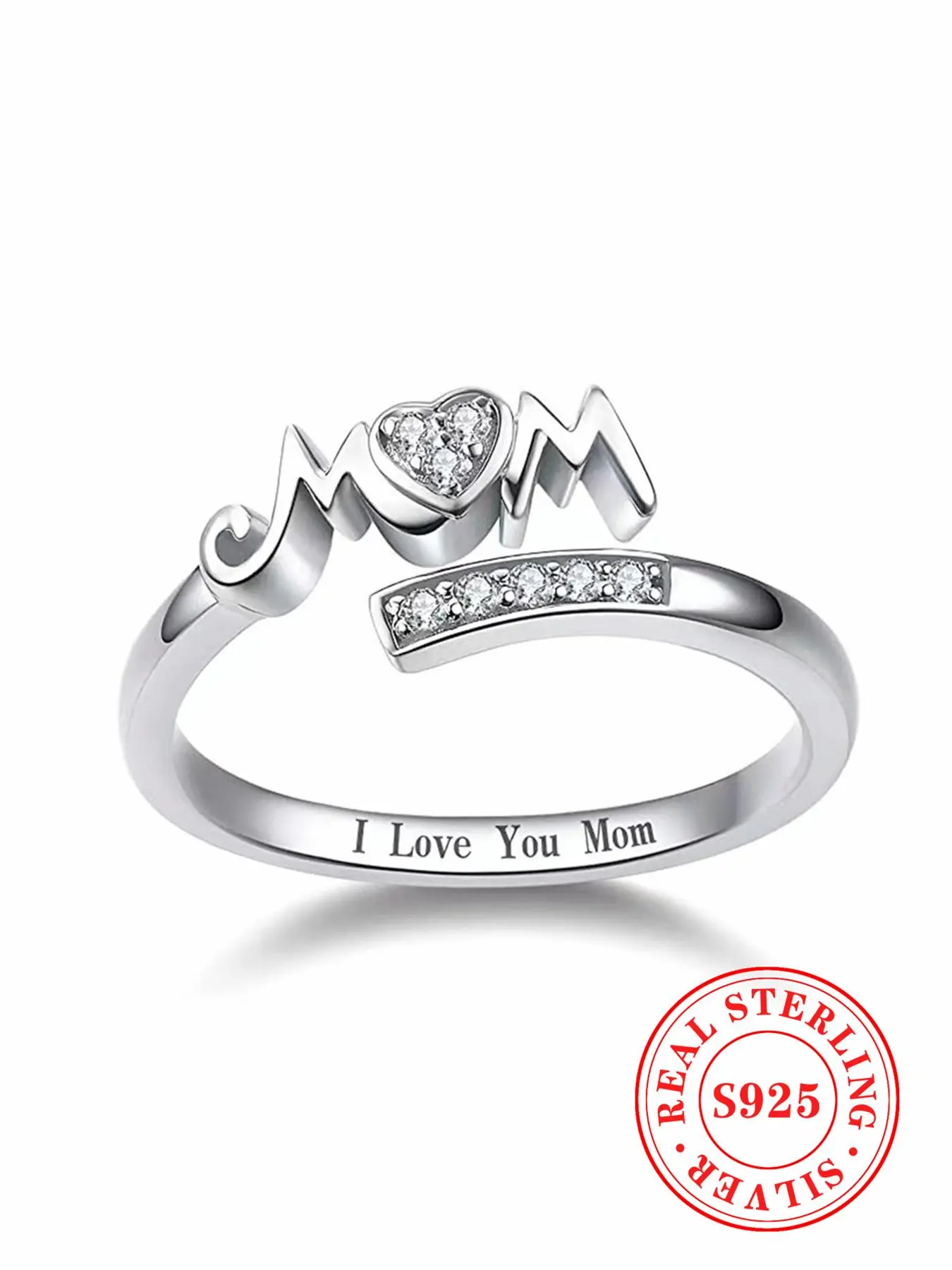 S925 Sterling Silver Fashion Rhinestone Decorated Ring for Women ...