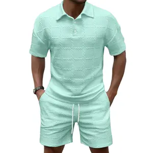 Men's 2-Piece Menswear Set, Plain Men’s Summer Clothes - Turn-Down Collar Polo Shirt, Drawstring Shorts, Comfortable Easy-Match Fabric, Suitable for Everyday Wear #SummerWins #Father’sDayGift