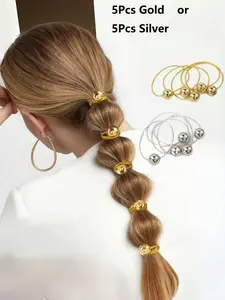 5 Stylish Sweet Round Ball Hair Ties, High-End Elastic Hair Bands, No Damage Hair Accessories for Effortless Styling