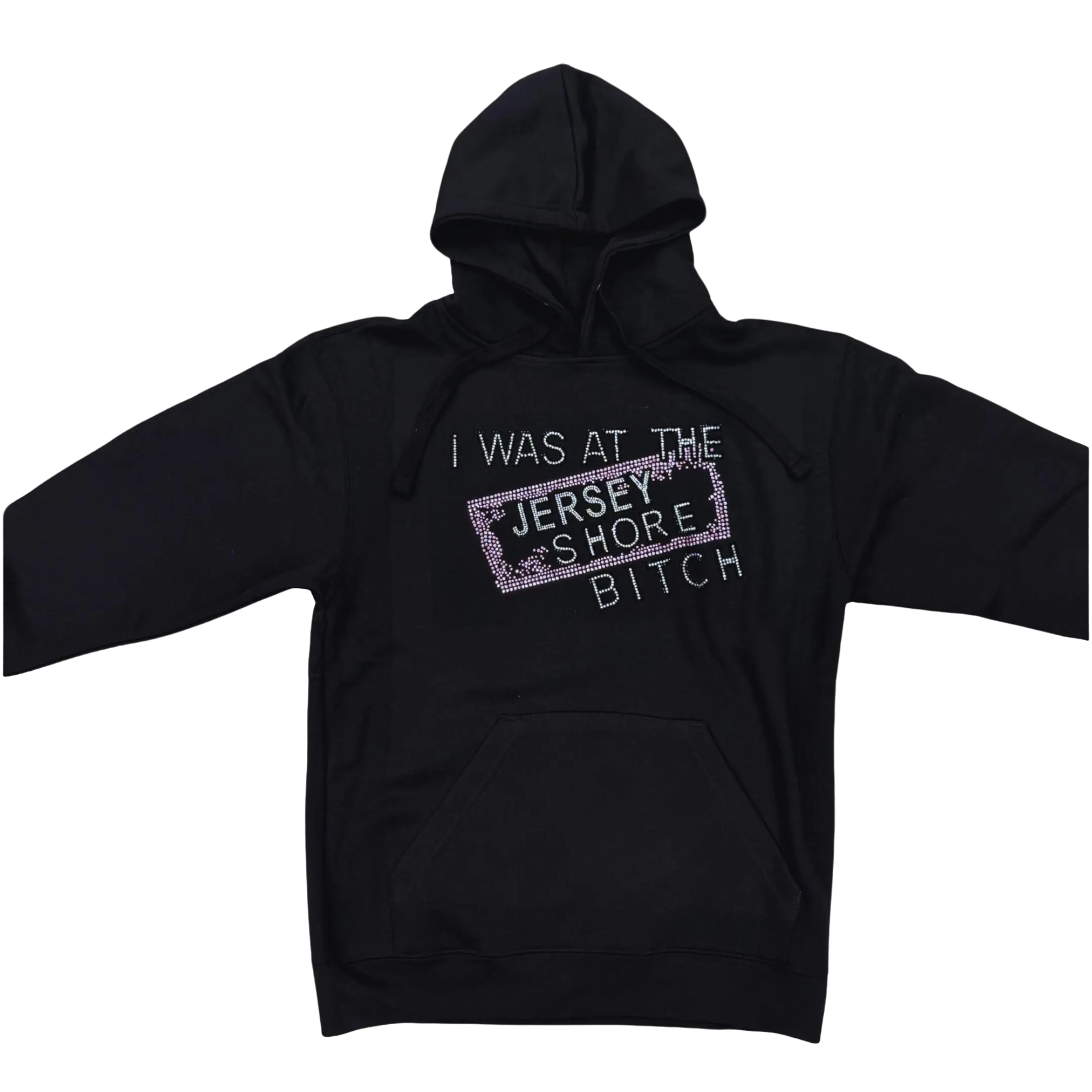 "I Was at the Jersey Shore" Pink Rhinestone Hoodie