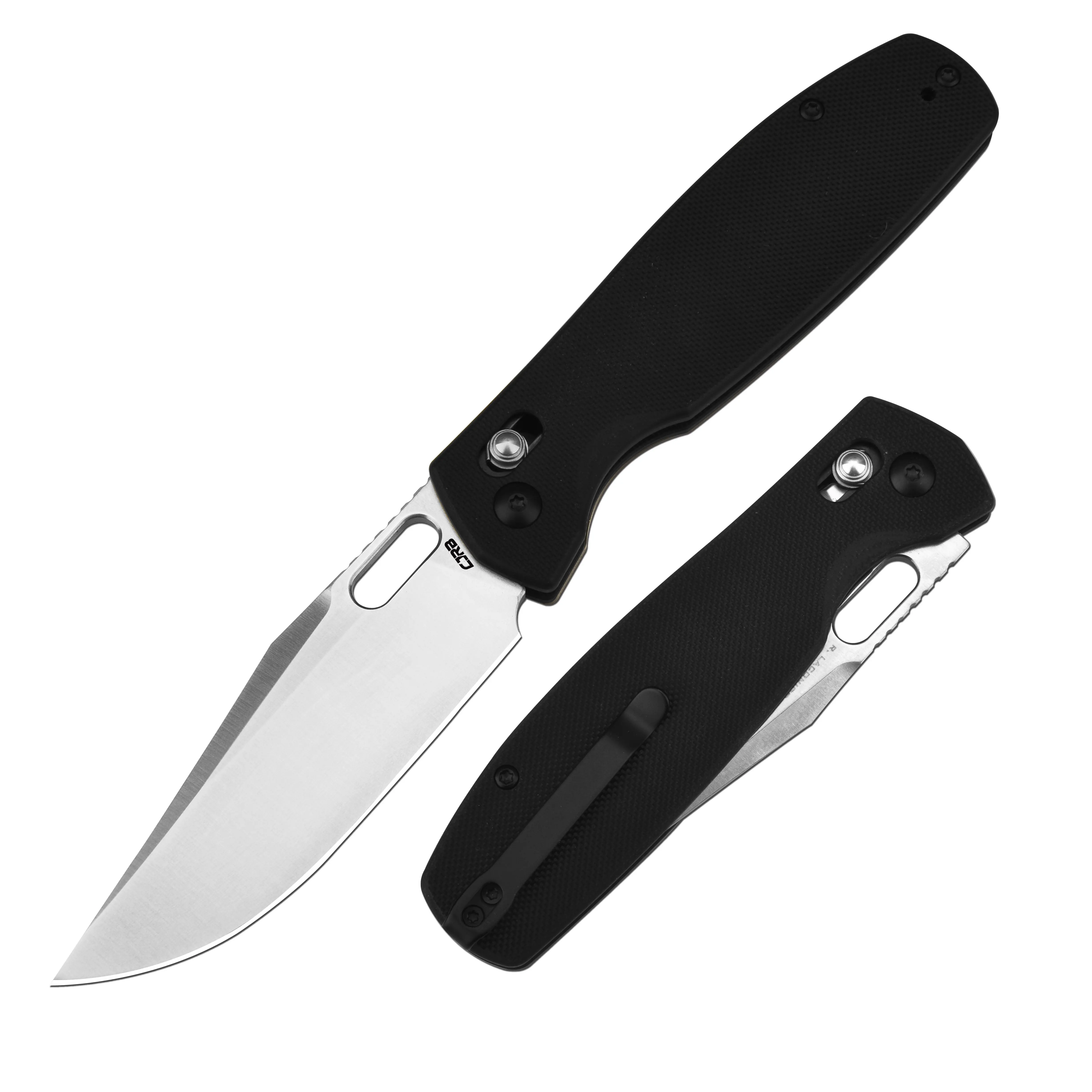 CJRB Prado Tactical Folding Pocket Knife, 3.76" AR-RPM9 Steel Blade, Unisex G10 Handle with Secure Grip, Crossbar Lock, Compact EDC for Outdoor & Hiking, Ebony, Edc Gear, Hiking / Light Outdoor, Sand Polish, Outdoor Tasks