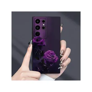 Elegant Rose Pattern Angel Eye Matte Texture Full Protection Anti-Fingerprint Black TPU Soft Phone Case With Lens Protector For Samsung Galaxy S20FE 2022 5G S21FE S23FE/Ultra/Plus Gifts For Women Men Cover Protective