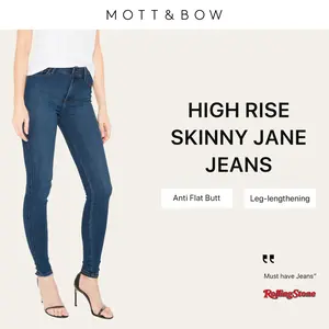 Mott & Bow High Rise Skinny Jane Jeans Anti Flat Butt Leg-lengthening Shape Retention Women's Bottom for Daily