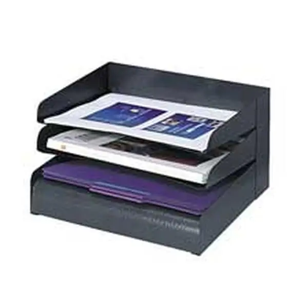 Safco Products Company SAF3129BL Unisex Office Steel Desk Tray Sorter - 8-Tier, Letter-Size, Black, Shiny Durable, Contemporary Finish, Finger Notch-Outs, Office Inspo, Steel Frame, Secure Storage Letter Trays & Stacking Supports