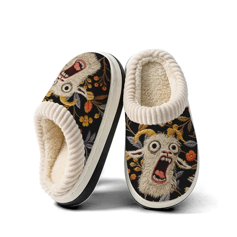 Kids Slippers for Boys and Girls, Halloween Slippers Screaming-Goat Slippers, Durable Non-Slip Plush Indoor Slippers, Warm and Comfortable House Shoes Slippers for Winter, Cozy for Home, Exquisite Slippers or Toddlers & Big Kids Indoor/Outdoor Wear