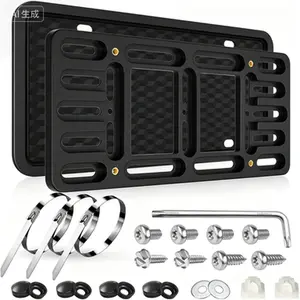 Universal Front Bumper License Plate Mount, Drilling Required, 2-Hole Metal Bracket Holder, Heavy Duty Stainless Steel Frame for Car Truck SUV, Rust-Proof, Anti-Shake, Easy Installation Kit