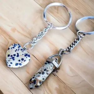 Dalmatian Jasper Natural Gemstone Keychain
