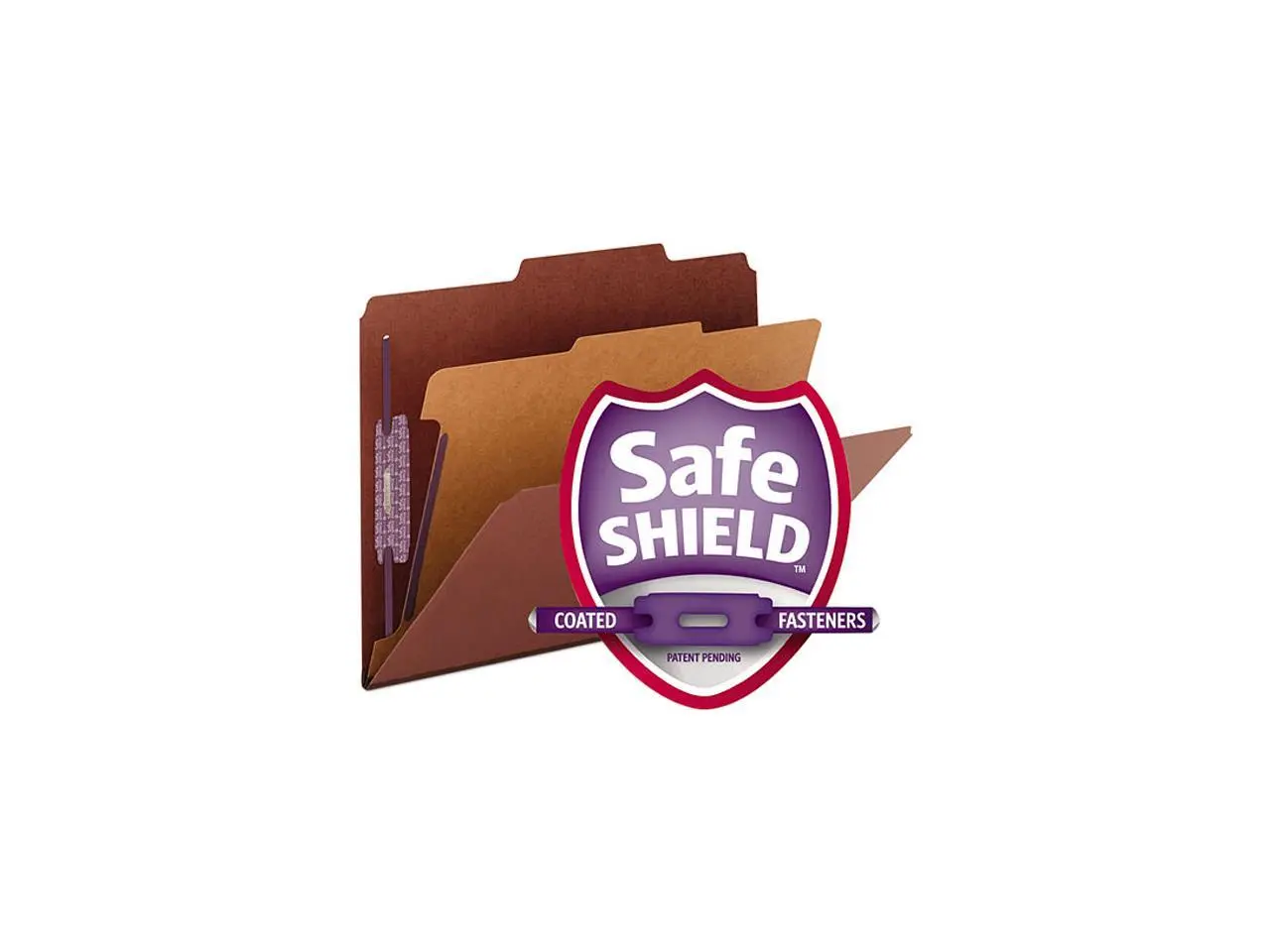 Smead 13775 Pressboard Classification Folders, Self Tab, Letter, Four-Section, Red, 10/Box