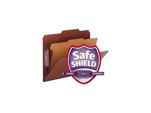Smead 13775 Pressboard Classification Folders, Self Tab, Letter, Four-Section, Red, 10/Box