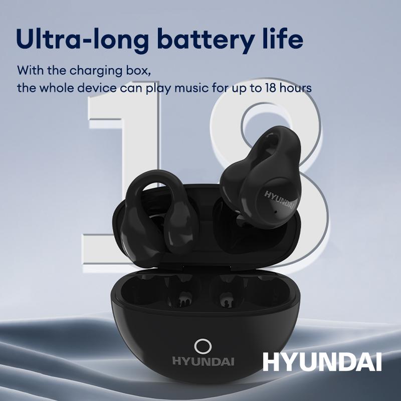 HYUNDAI LP25 Clip On Ear Wireless Headphones, Audio Wireless Earbuds Built-in Microphone for Music & Phone Call,Bluetooth Flash 5.4 Rejects Delays, Waterproof & Dustproof Comfortable for Sports & Workouts