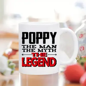 [Reusable Ceramic Mug] Reusable, Insulated, Ceramic 1pc Poppy the for Man, Myth, Legend Mug |   Microwave Safe, Lead-Free, Round Letter Print Cup for Coffee, Tea - Novelty Gift for Adults, Suitable for Christmas, Halloween, Easter, Graduation, 4th of July