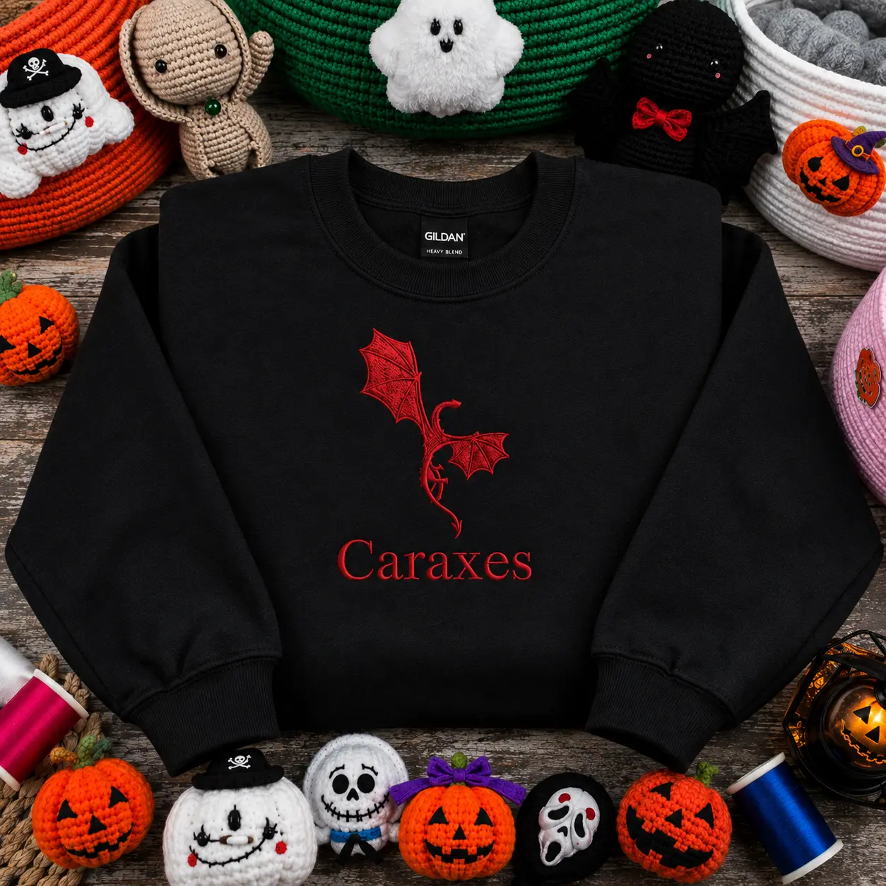 House of the Dragon Embroidered Sweatshirt, Caraxes custom, Daemon Dragonrider, Red Dragon merch