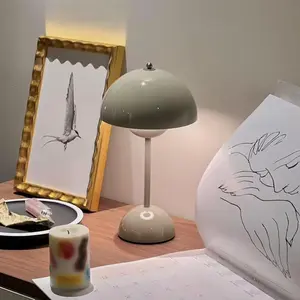 Modern Bud Lamp Wireless Touch Dimmable Rechargeable Table Light Led Table Lamp Nordic Minimalist Mushroom Bedside Lamp Bedroom Living Room Cream Style