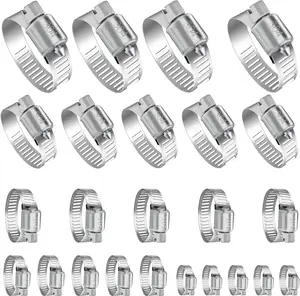 YUCDXVF 24PCS Adjustable Stainless Steel Hose Clamps, 1/4“-2” (6-51Mm) Stainless Steel Hose Clamp Assortment Kit Our Hose Clamps Are Used for Home, Garden and Automotive Hose Connections YUCDXFV