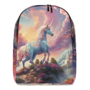 Unicorn Mystical Backpack - Pastel Colors Sparkling Fantasy Fashion 100% Polyester Water-Resistant 5.3 Gallon Capacity with Laptop Pocket & Hidden Zipper