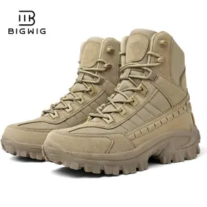 BIGWIG Men High-Top Tactical Boots - Focusing on Comfort, Non-slip, and Durable Lace-up Design, with Breathable Mesh Panels and A Thick Rubber Sole, They Are Suitable for Outdoor Adventures, rubber boot, Hiking, and  leather motorcycle combat boot