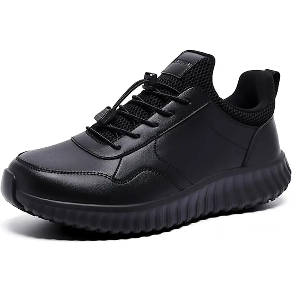 YINGCSM Men's Non Slip Work Shoes Black Slip Resistant Waterproof Sneakers Kitchen Slip On Lightweight Shoes Walk Food Service Chef Nurse Cushioning Shoes Delivery Footwear