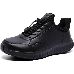 YINGCSM Men's Non Slip Work Shoes Black Slip Resistant Waterproof Sneakers Kitchen Slip On Lightweight Shoes Walk Food Service Chef Nurse Cushioning Shoes Delivery Footwear