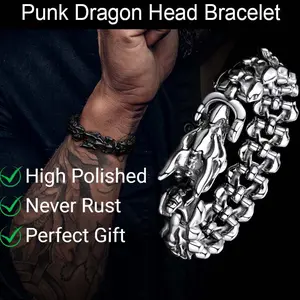 FaithHeart Viking Dragon Head Bracelet Stainless Steel Punk Bracelet FaithHeart Viking Dragon Head Bracelet Stainless Steel Punk Bracelet
