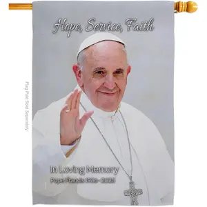 Hope Service Faith Pope Francis Picture Memorabilia Canvas Burlap Portrait Poster Room Wall Art Tapestry Banner Memorial Decoration Christian Remembrance Religious Memoriam Catholic Gifts