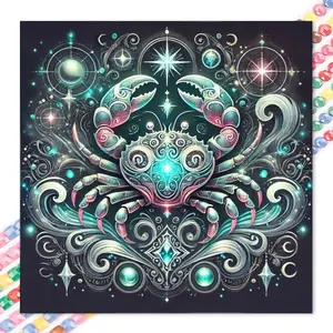 1pcs 5D DIY handcraft diamond painting set, 5D diamond art set, DIY decoration, crab, stars, whirlpool diamond painting set full round drill DIY, mosaic, diamond art, DIY art home decoration, suitable for Halloween and Christmas.