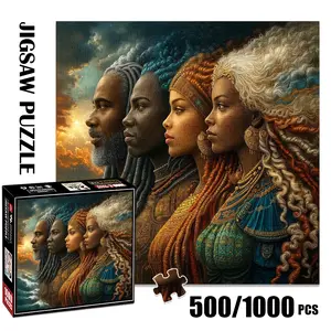 1pc 1000 piece adult puzzle 58x58cm Stylishly Adorned Figures with Intricate Hairstyles500 pieces of paper puzzle, suitable for adults and families, large-scale DIY puzzle interactive toy games, birt