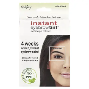 Godefroy Instant Eyebrow Tint™, Natural Black, 3 Application Kit