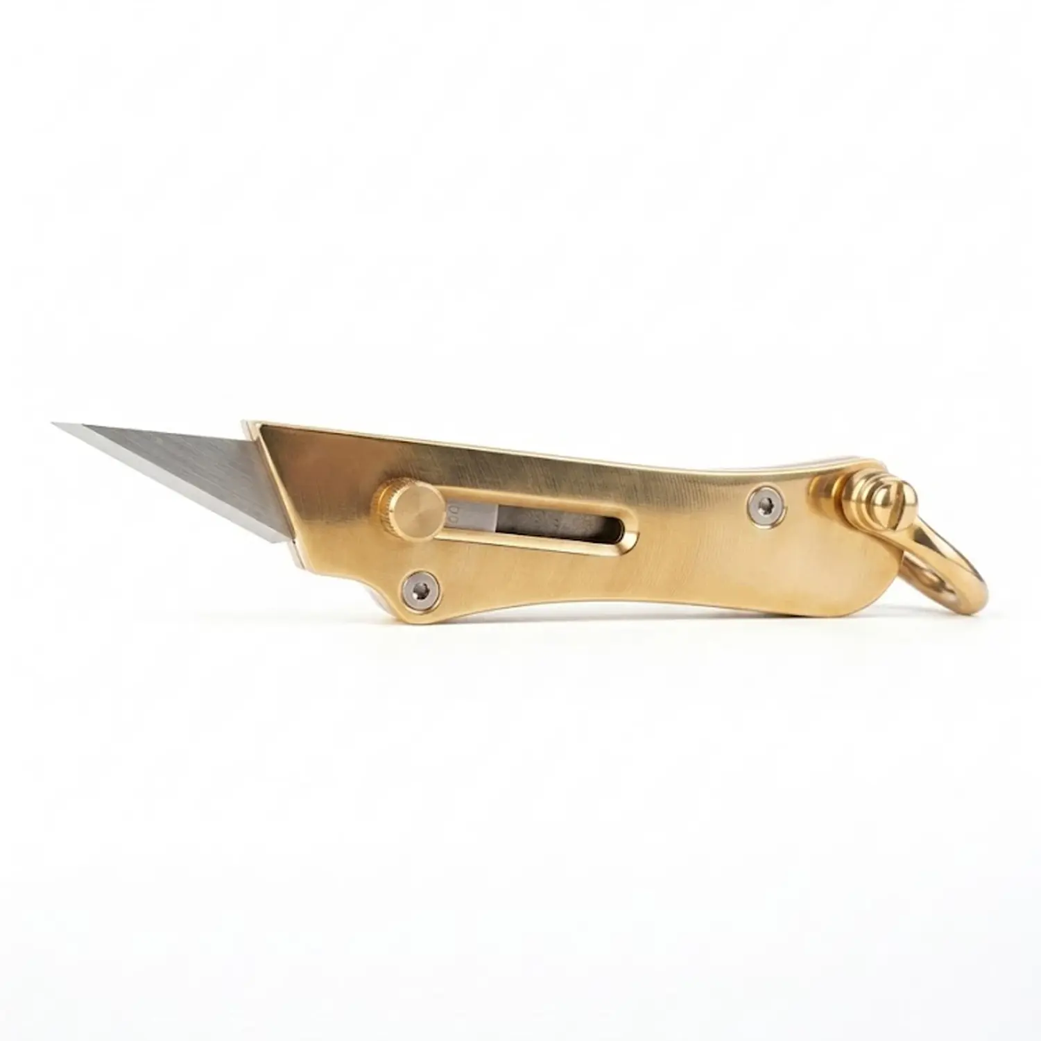 Solid Brass Retractable Utility Knife - Heavy Duty CNC Machined Pocket Knife, Timeless Design EDC Box Cutter with Lanyard Hole, Sharp & Durable Professional Utility Tool for Ocean, Office and Daily
